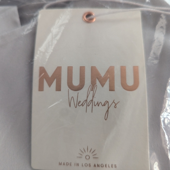 Show Me Your MuMu Claire Midi Dress Silver Luxe Satin Size Medium New With Tags - Picture 5 of 9